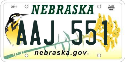NE license plate AAJ551