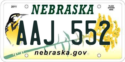 NE license plate AAJ552
