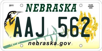 NE license plate AAJ562