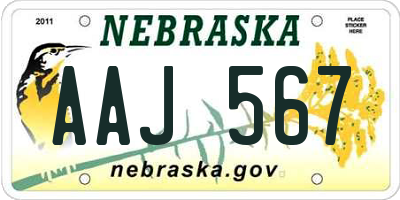 NE license plate AAJ567