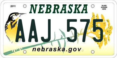 NE license plate AAJ575
