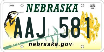 NE license plate AAJ581
