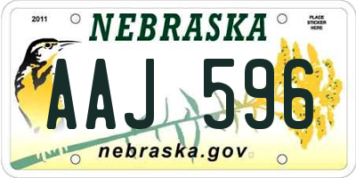 NE license plate AAJ596