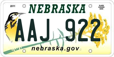 NE license plate AAJ922