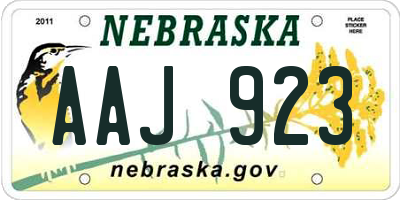NE license plate AAJ923