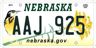 NE license plate AAJ925