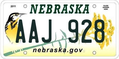 NE license plate AAJ928
