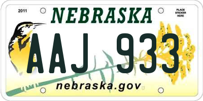 NE license plate AAJ933