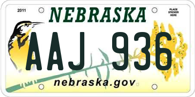NE license plate AAJ936