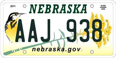 NE license plate AAJ938