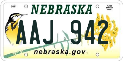 NE license plate AAJ942