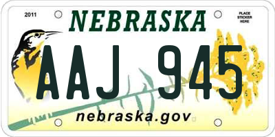 NE license plate AAJ945