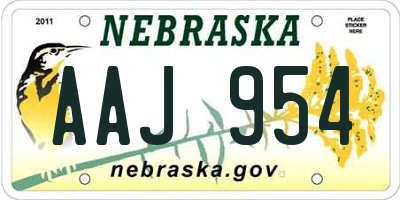 NE license plate AAJ954