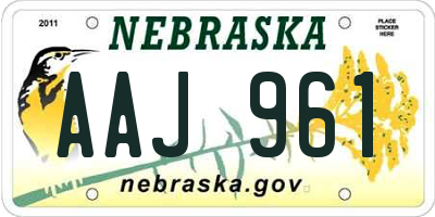 NE license plate AAJ961