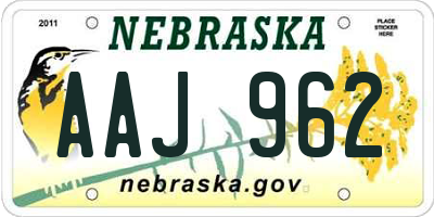 NE license plate AAJ962