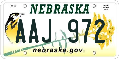 NE license plate AAJ972