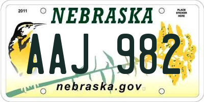 NE license plate AAJ982