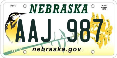 NE license plate AAJ987