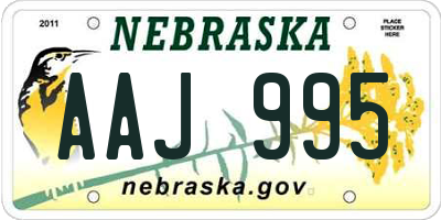 NE license plate AAJ995