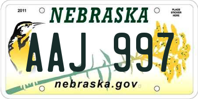 NE license plate AAJ997