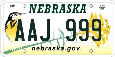 NE license plate AAJ999