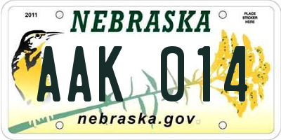 NE license plate AAK014