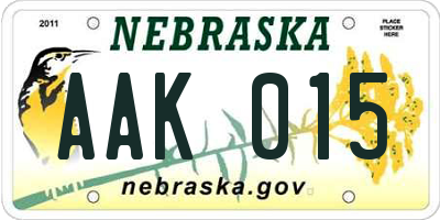 NE license plate AAK015