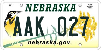 NE license plate AAK027