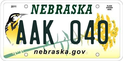 NE license plate AAK040