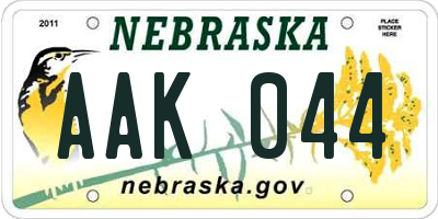NE license plate AAK044