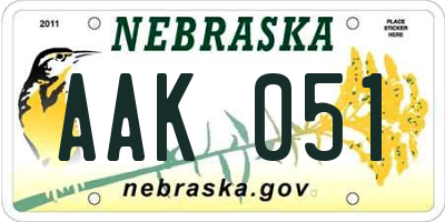 NE license plate AAK051