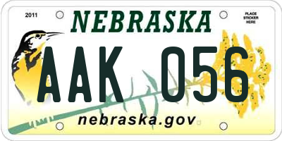NE license plate AAK056