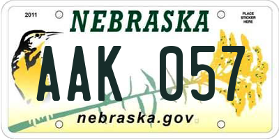 NE license plate AAK057