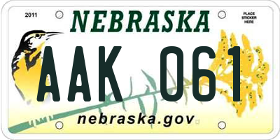 NE license plate AAK061