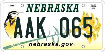 NE license plate AAK065