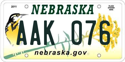 NE license plate AAK076