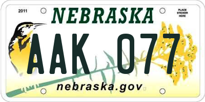 NE license plate AAK077