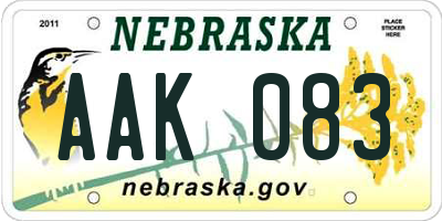 NE license plate AAK083
