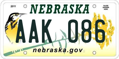 NE license plate AAK086
