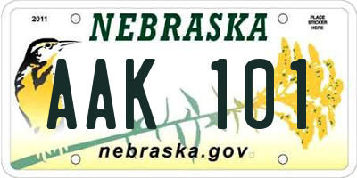 NE license plate AAK101