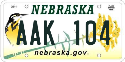 NE license plate AAK104
