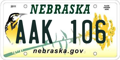 NE license plate AAK106