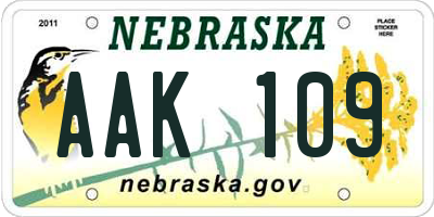 NE license plate AAK109