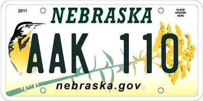 NE license plate AAK110