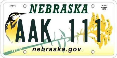 NE license plate AAK111