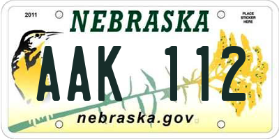 NE license plate AAK112