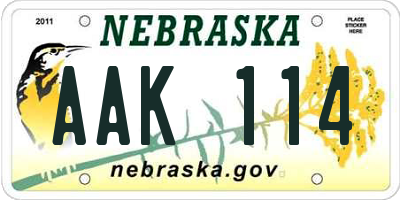 NE license plate AAK114