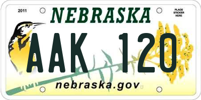 NE license plate AAK120