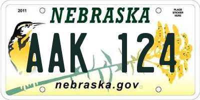 NE license plate AAK124
