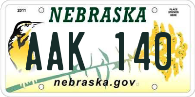 NE license plate AAK140